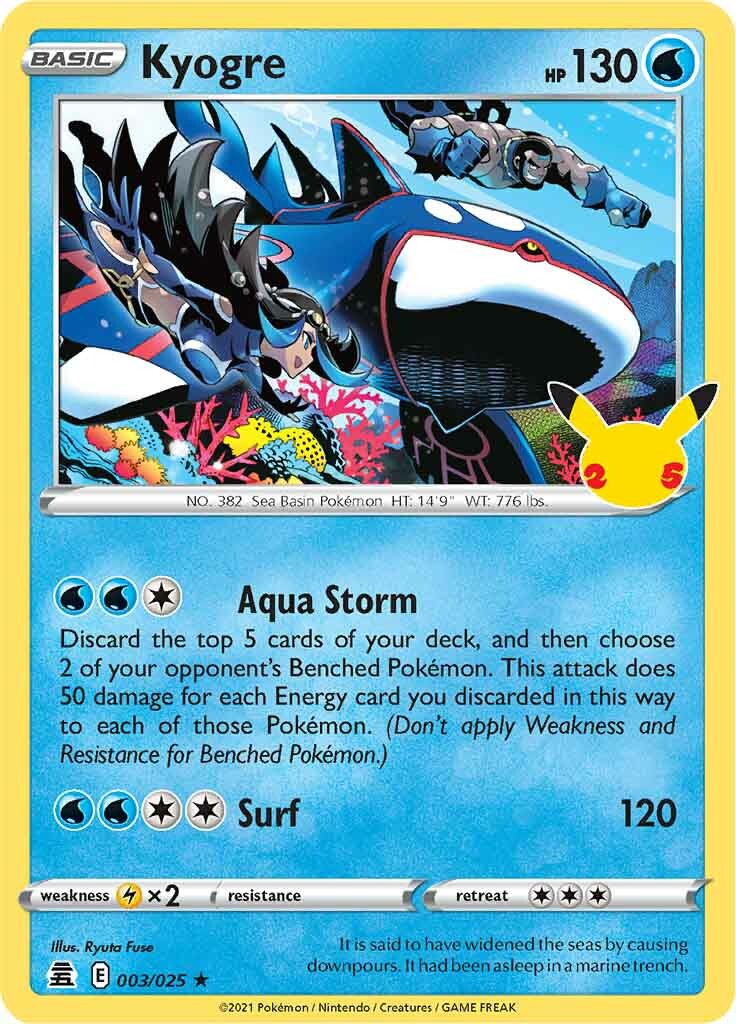 Kyogre - 003/025 - Holo Rare - Celebrations