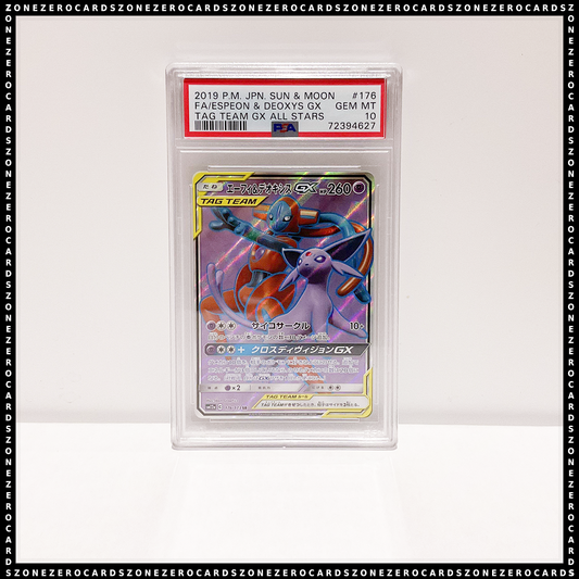 Pokemon Japanese TCG PSA 10 - Espeon & Deoxys GX 176/173 - Tag Team GX All Stars