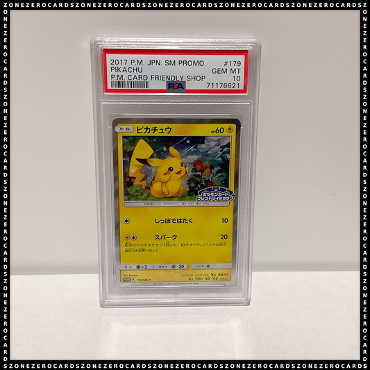 Pokemon Japanese PSA 10 - Pikachu 179/SM-P - Friendly Shop Campaign Promo