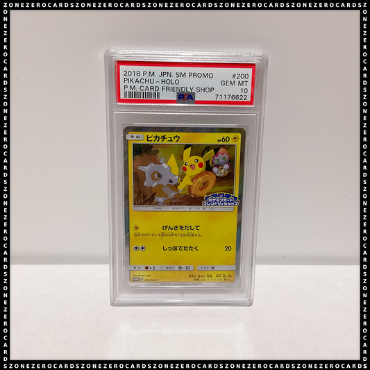 Pokemon Japanese PSA 10 - Pikachu 200/SM-P - Friendly Shop Campaign Promo