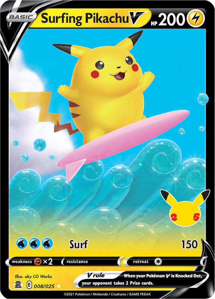 Surfing Pikachu V - 008/025 - Ultra Rare - Celebrations