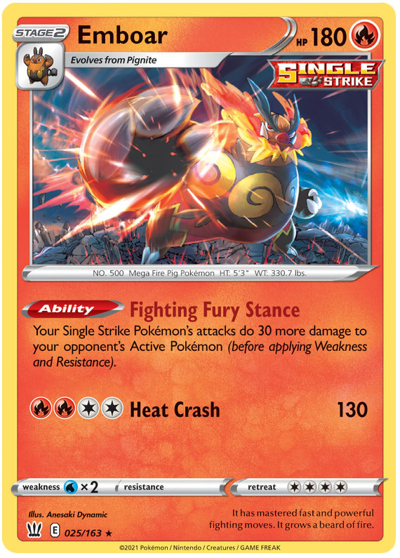 Emboar - 025/163 - Holo Rare - Battle Styles