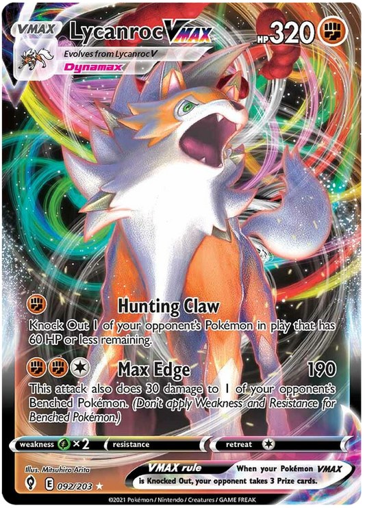 Lycanroc VMAX - 092/203 - Ultra Rare - Evolving Skies