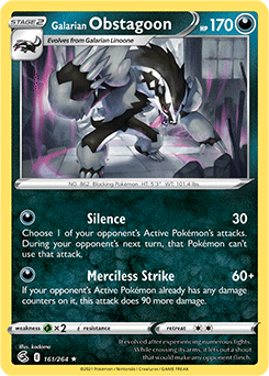 Galarian Obstagoon - 161/264 - Holo Rare - Fusion Strike