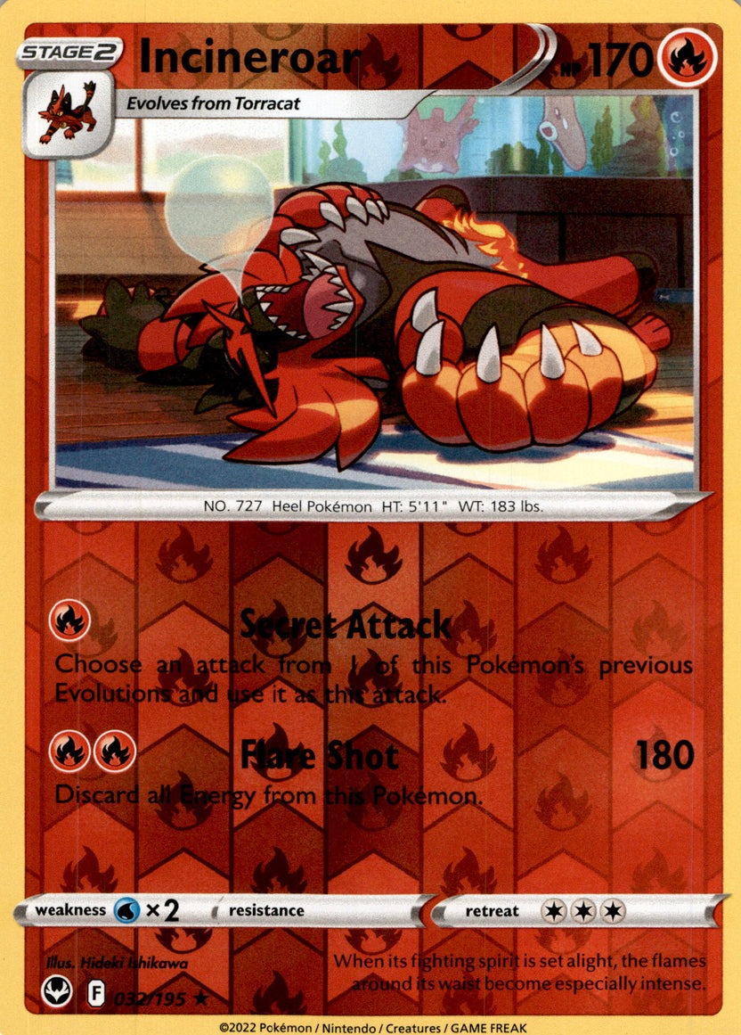 Incineroar - 032/195 - Rare Reverse Holo - Silver Tempest