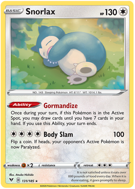 Snorlax - 131/185 - Holo Rare - Vivid Voltage