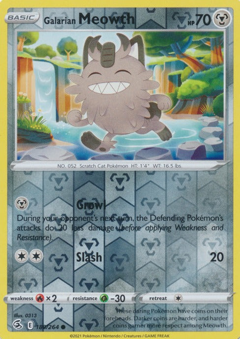 Galarian Meowth - 180/264 - Common Reverse Holo - Fusion Strike